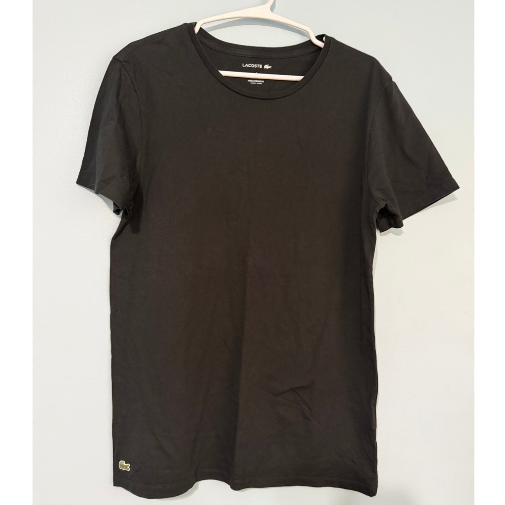 Lacoste Men's S Black Crew Neck Short Sleeve T-Shirt Embroidered Logo 0961